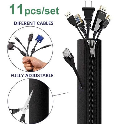 Cable Organizer Αποθήκευση Cable Management Μανίκι φερμουάρ Wire Organizer για τηλεόραση Υπολογιστής Ψυγείο Κάλυμμα καλωδίου Φερμουάρ Κάλυμμα καλωδίου