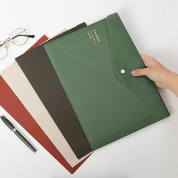 1 бр. A4 джоб за документи Ретро зелена цветна папка Държач за файлове Голям капацитет Чанта за съхранение на информация Чанта за органайзер за домашно бюро