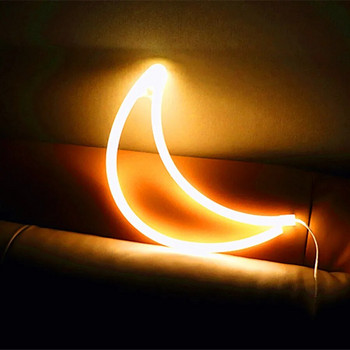 Луна LED неонова светлина Фестивална декорация Светеща неонова лампа за спалня, хол, парти, домашен декор, подарък за възрастни, деца