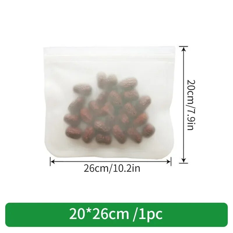 Silikonska vrećica za hranu za višekratnu upotrebu Zamrzivač sa patentnim zatvaračem Vreća za svježinu Vreća za ručak Vreća za pohranu svježeg voća Kuhinjske nepropusne zatvorene vrećice