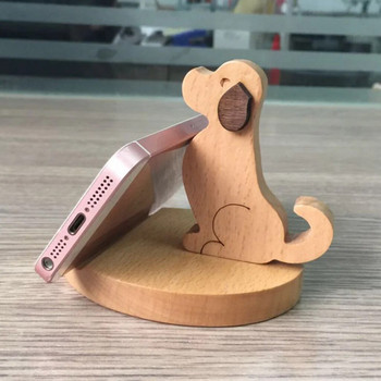 Μασίφ ξύλο Animal Animal θήκη κινητού τηλεφώνου Car Home Mount Radle Desk Stand για φορητό υπολογιστή κινητού τηλεφώνου, διακόπτη/ελάφια/σκύλο/αγόρι/ελέφαντα