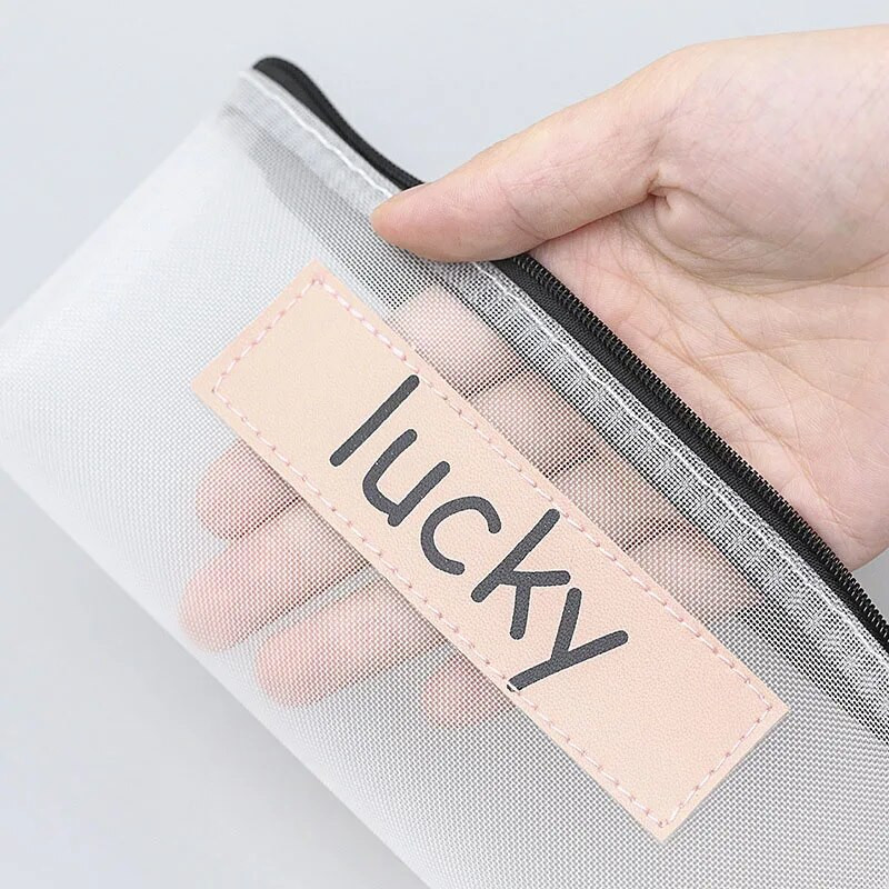 Διαφανής μολυβοθήκη Διχτυωτή τσάντα μολυβιού για παιδιά κορίτσια Δώρο σχολικά είδη γραφείου Kawaii μολυβοθήκη με φερμουάρ νάιλον