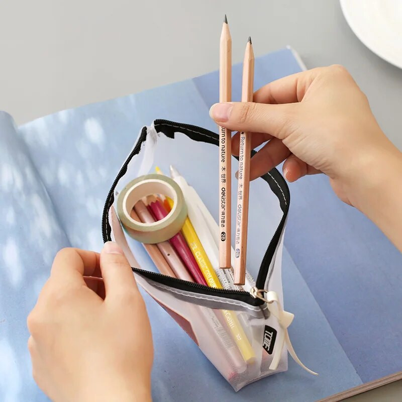 Διαφανής μολυβοθήκη Διχτυωτή τσάντα μολυβιού για παιδιά κορίτσια Δώρο σχολικά είδη γραφείου Kawaii μολυβοθήκη με φερμουάρ νάιλον