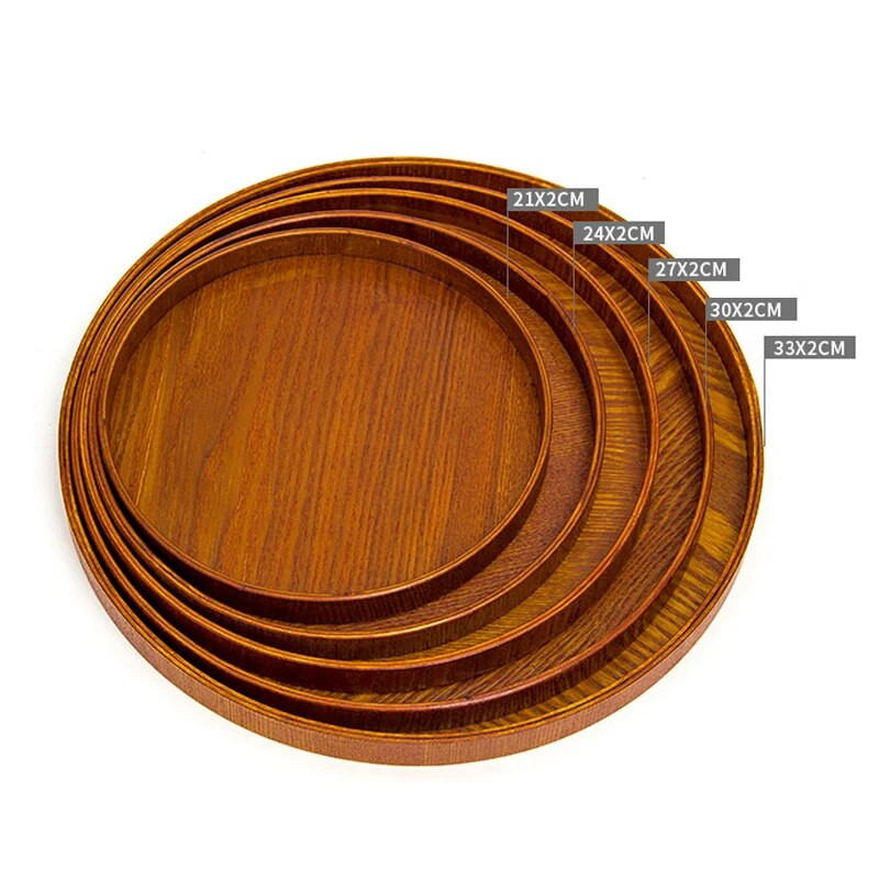 Japoniško stiliaus medinis padėklas Apvalus arbatos padėklas Užkandžiai Desertas Maisto gėrimų lėkštė džiovintų vaisių lėkštės Namų virtuvė Biuras Dekoratyvinė lėkštė
