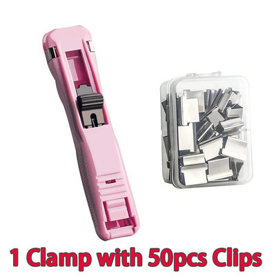 Jäljeta klammerdaja Metallklambriga Push Clipper Paberi fikseerimine Korraldatav klammerdaja Korduvkasutatav kaasaskantav Push Clamp Kontori hoiutarvikud