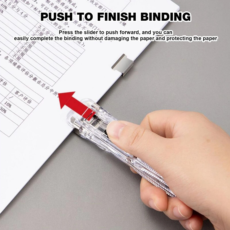 Jäljeta klammerdaja Metallklambriga Push Clipper Paberi fikseerimine Korraldatav klammerdaja Korduvkasutatav kaasaskantav Push Clamp Kontori hoiutarvikud