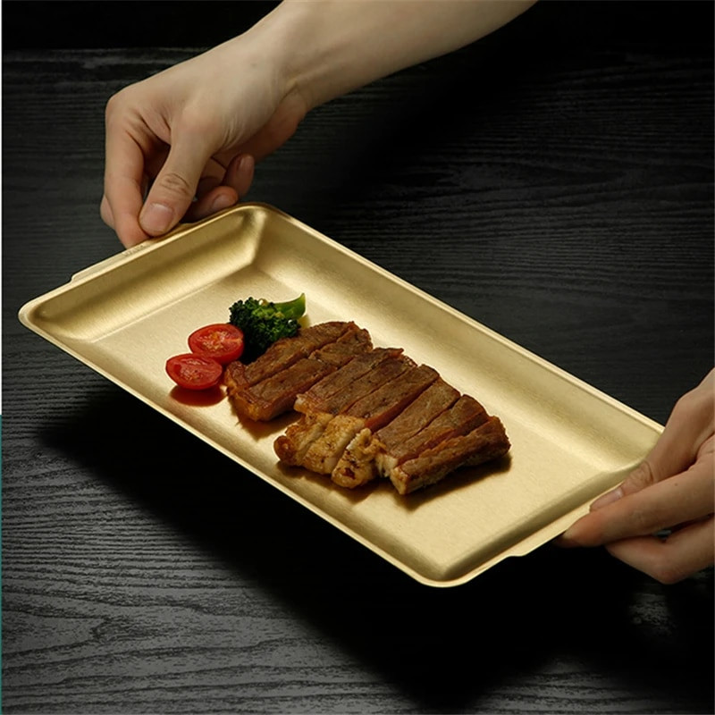 Sutirštinti nerūdijančio plieno maisto saugojimo negilūs padėklai BBQ suši plokščias patiekalas duona tešla Kepimo skarda Virtuvė vaisių daržovių lėkštė