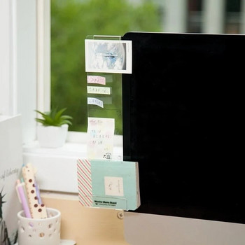 Creative Acrylic Monitor Message Memo Board for Sticky Note Διαφανής θήκη καρτών ονομάτων Επιτραπέζια πλαστική θήκη χαρτικών