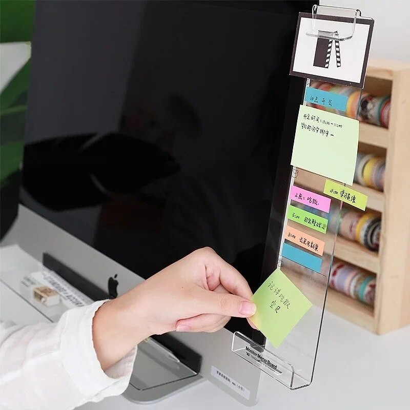 Creative akrilo monitoriaus pranešimų lenta lipniam lapeliui skaidrios vardo kortelės telefono laikiklis stalinis plastikinis laikiklis raštinės reikmenys