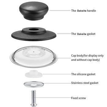 1/2Pcs Glass Lib Cover Knob Cap Копче за капак на тенджера Дръжка за капак на тиган Универсална резервна повдигаща дръжка за кухненски съдове