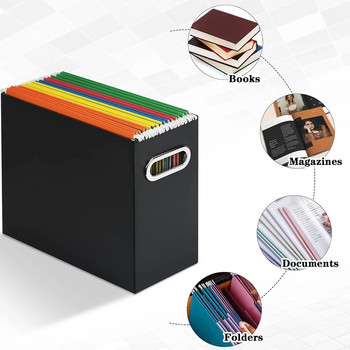 Πτυσσόμενο κιβώτιο αρχείων με μεταλλική λαβή Space Ακάλυπτο σχέδιο Storage Box Organizer αρχείων για σημειωματάρια Περιοδικά Έγγραφα