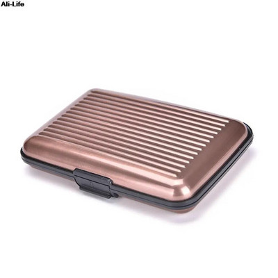 Blizganti metalinė kortelių laikiklio dėžutė Namų biuro laikymo kortelių piniginė Aliuminio/puodinė vyriška, moteriška, vandeniui atspari kreditinės kortelės ID laikiklio dėklas