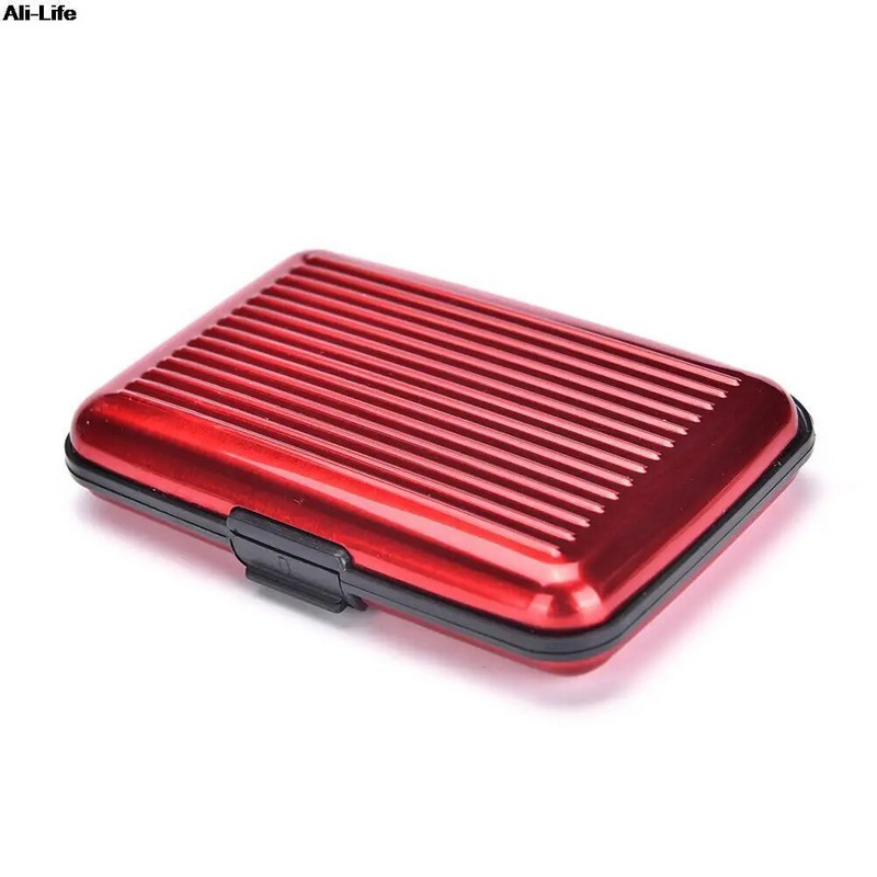 Blizganti metalinė kortelių laikiklio dėžutė Namų biuro laikymo kortelių piniginė Aliuminio/puodinė vyriška, moteriška, vandeniui atspari kreditinės kortelės ID laikiklio dėklas