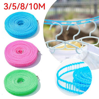 Non-Slip Windproof Clotheslines Cloth Drying Stand Outdoor Laundry Rope With Tensioner Portable Travel Clothes Line Airing Rope
