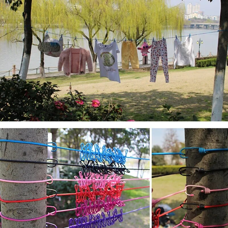 Prijenosni uže za odjeću s 12 kopči Sušilica za rublje koja se može uvući Stalak za sušenje užeta za odjeću Konop za vješanje za van