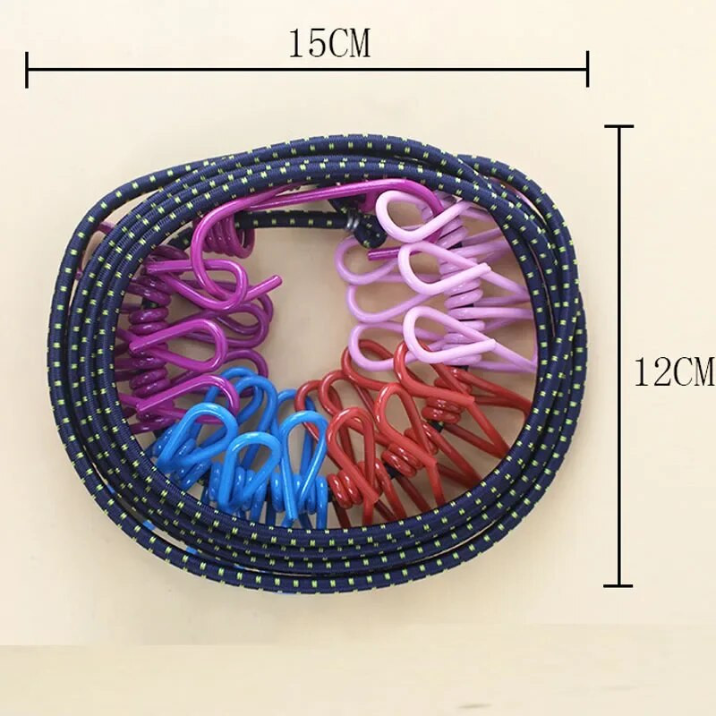 Prijenosni uže za odjeću s 12 kopči Sušilica za rublje koja se može uvući Stalak za sušenje užeta za odjeću Konop za vješanje za van