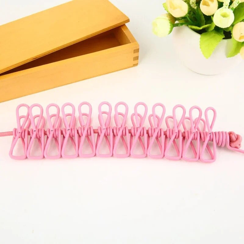 Prijenosni uže za odjeću s 12 kopči Sušilica za rublje koja se može uvući Stalak za sušenje užeta za odjeću Konop za vješanje za van