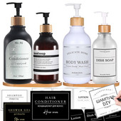 300/500 ml dozator de săpun de baie sticla șampon gel de duș sticla tip presare sticla goală reîncărcabilă lucioasă etichete impermeabile