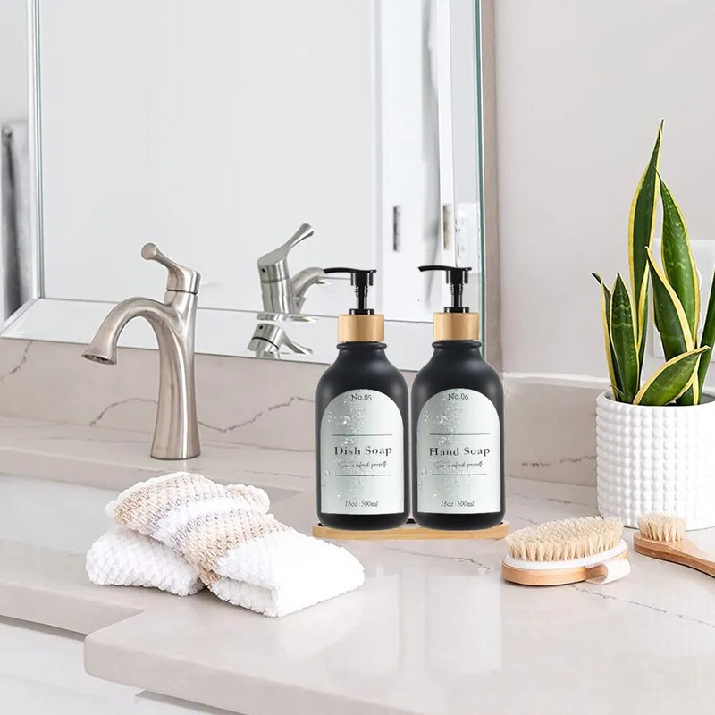 300/500 ml-es fürdőszobai szappanadagoló palack sampon tusfürdős palack prés típusa újratölthető üres fényes flakon vízálló címkék