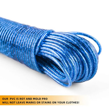 20M 3 mm дълго въже Закачалки за сушене на дрехи Въжета за пране Стоманена тел PVC Къмпинг на открито Градина Пътнически консумативи за въже за дрехи