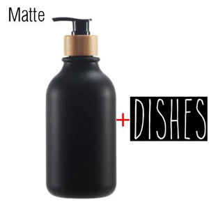 Dozator de săpun Sticlă Negru Mat Bucătărie Reîncărcabilă Mâini Vase Sticla de Presă Pompă de Lemn de bambus Sticlă de depozitare pentru baie 500ML