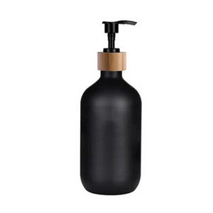 Dozator de săpun Sticlă Negru Mat Bucătărie Reîncărcabilă Mâini Vase Sticla de Presă Pompă de Lemn de bambus Sticlă de depozitare pentru baie 500ML