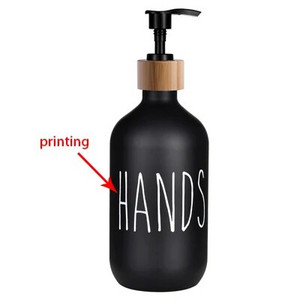 Dozator de săpun Sticlă Negru Mat Bucătărie Reîncărcabilă Mâini Vase Sticla de Presă Pompă de Lemn de bambus Sticlă de depozitare pentru baie 500ML
