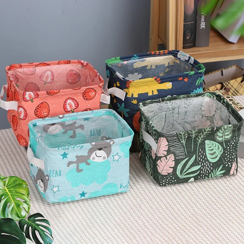 Medvilninis stalinis laikymo krepšelis, kosmetikos laikikliai Biuro reikmenys, vandeniui atsparūs konteineriai, įvairūs žaislų laikymo dėžutės organizatoriai