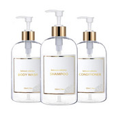 Dozatoare de baie de 500 ml Sticle de dozator de șampon și balsam Sticle de loțiune reîncărcabilă Tip de apăsare Flacon Accesorii pentru baie