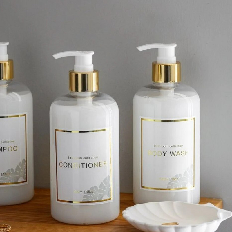 500 ml Vonios kambario dozatoriai Šampūno ir kondicionieriaus dozatorių buteliukai Daugkartinio užpildymo losjono preso tipo buteliukas Vonios kambario priedai