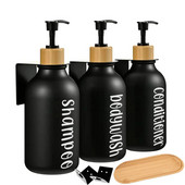 Dozator de baie de 300/500 ml, șampon și balsam, sticla de săpun de duș, loțiune de farmacie, montare pe perete, pompă de bambus, dozator de săpun
