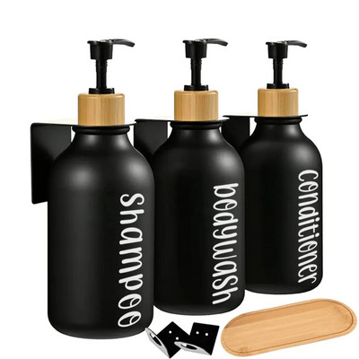300/500 ml vannitoa dosaator šampoon ja palsam duši seebi pudel Apteegi losjoon seinakinnitusega bambuspumbaga seebi dosaator