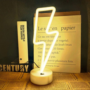 Светлина за декор на бар LED неонова табела с форма на мълния USB, работеща с батерии, декорация на спалня за домашно парти, нощна лампа за всекидневна