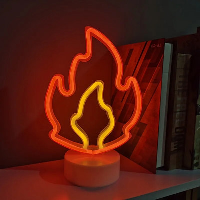Flame LED Neon Light Λαμπερό Φεστιβάλ Διακόσμηση Επιτραπέζιας Ατμόσφαιρας Φωτιστικό Neon για πάρτι στο σπίτι Διακόσμηση τοίχου Δώρο για ενήλικα παιδιά