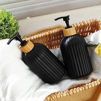 Δοχείο σαπουνιού strip with bamboo Pump Refillable Shampoo Conditioner Χέρια και πιάτα Μπουκάλι σαπουνιού για μπάνιο κουζίνας
