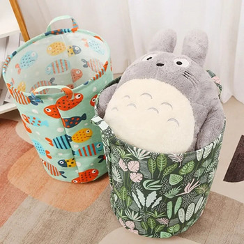 Сгъваема кошница за пране Кофа за съхранение Японска памучна ленена тъкан Водоустойчива Мръсно пране Кошница за съхранение на играчки Мръсни дрехи