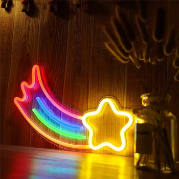Meteor Neon Φωτάκια Νέον Πινακίδες μπαρ για πάρτι τοίχου φωτιστικό για βιτρίνα καταστήματος Χριστουγεννιάτικη πρωτοχρονιάτικη διακόσμηση Πολύχρωμη λάμπα νέον Τροφοδοτείται από USB