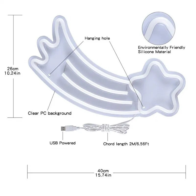 Meteor Neonska svjetla Neonski natpisi Bar Party Zidna viseća svjetiljka za izlog Božićno novogodišnji dekor Šarene neonske lampe USB napajanje