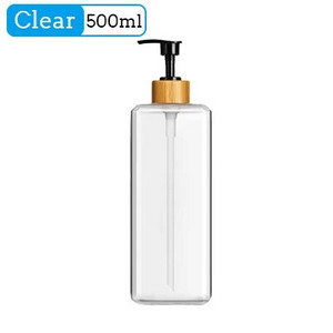 Dozatoare de baie de 500 ml, șampon pătrat, gel de duș, dozatoare de spălat corporal, sticle reîncărcabile cu pompă din bambus, recipiente pentru loțiune