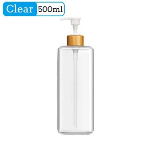 Dozatoare de baie de 500 ml, șampon pătrat, gel de duș, dozatoare de spălat corporal, sticle reîncărcabile cu pompă din bambus, recipiente pentru loțiune