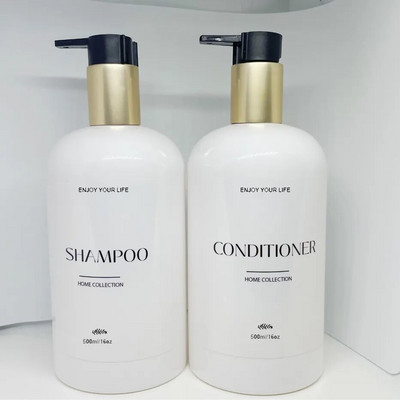 Korduvkasutatav šampoon dušigeeli palsam seebipudel Gold Pump kehapesuvedeliku dosaatoriga hotelli vannitoale 250/350/500 ml