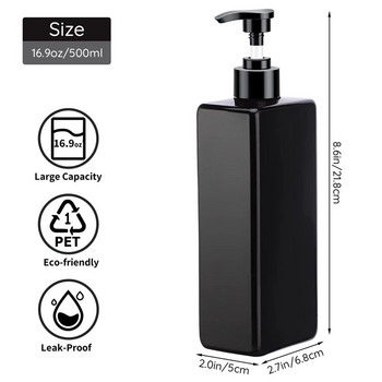 500 мл дозатор за сапун за баня за многократно пълнене квадратен шампоан душ гел бутилка за измиване на тяло дозатор лосион водоустойчив етикет
