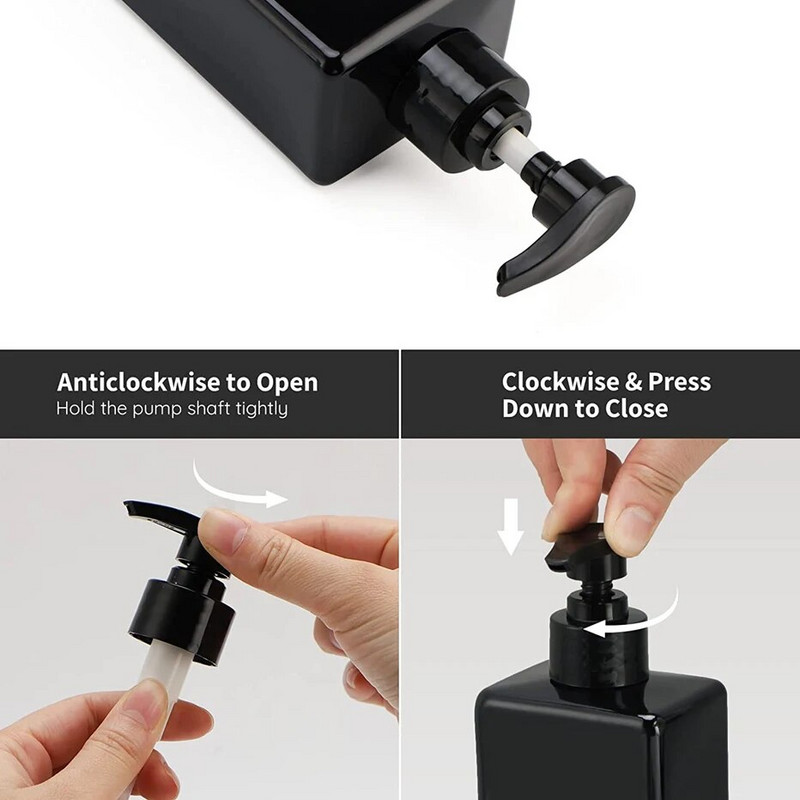 Dozator de săpun de baie de 500 ml, șampon pătrat reîncărcat, gel de duș, sticla de spălat corporal, dozator de loțiune, etichetă impermeabilă