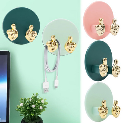 Cable Management Self Adhesive Wall Power Plug Cord Holder Cartoon Hook Up Charger Protector Small Object Storage Organizer
