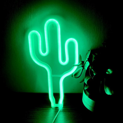 LED neon éjszakai fény kaktusz modellező lámpák hálószoba dekoratív háttér falra függesztett fényreklám díszek