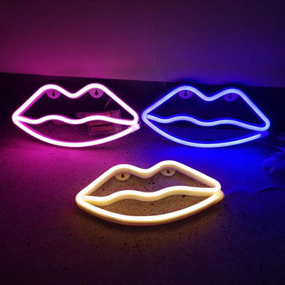 LED száj neonreklám fényfesztivál dekoráció világító neon lámpa hálószobába nappali buli lakberendezési felnőtt gyerek ajándék