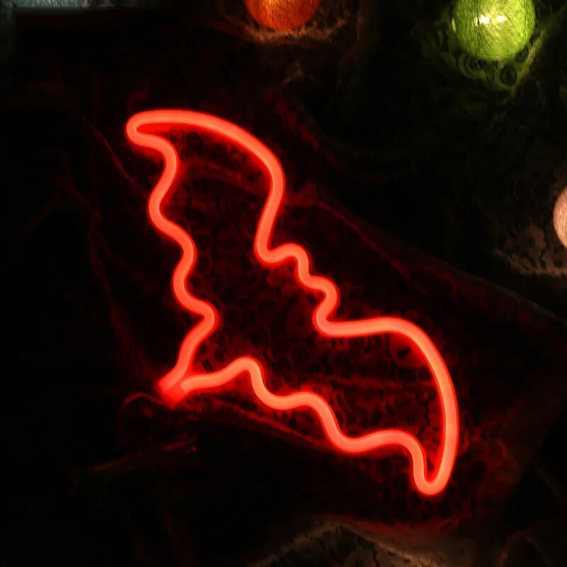 Spalvinga šikšnosparnio LED neoninė šviesa, Kalėdų, Helovino vakarėlių vestuvių dekoracijos Vaikų kambario naktinis šviestuvas, baras, namų sienų dekoras, nauja