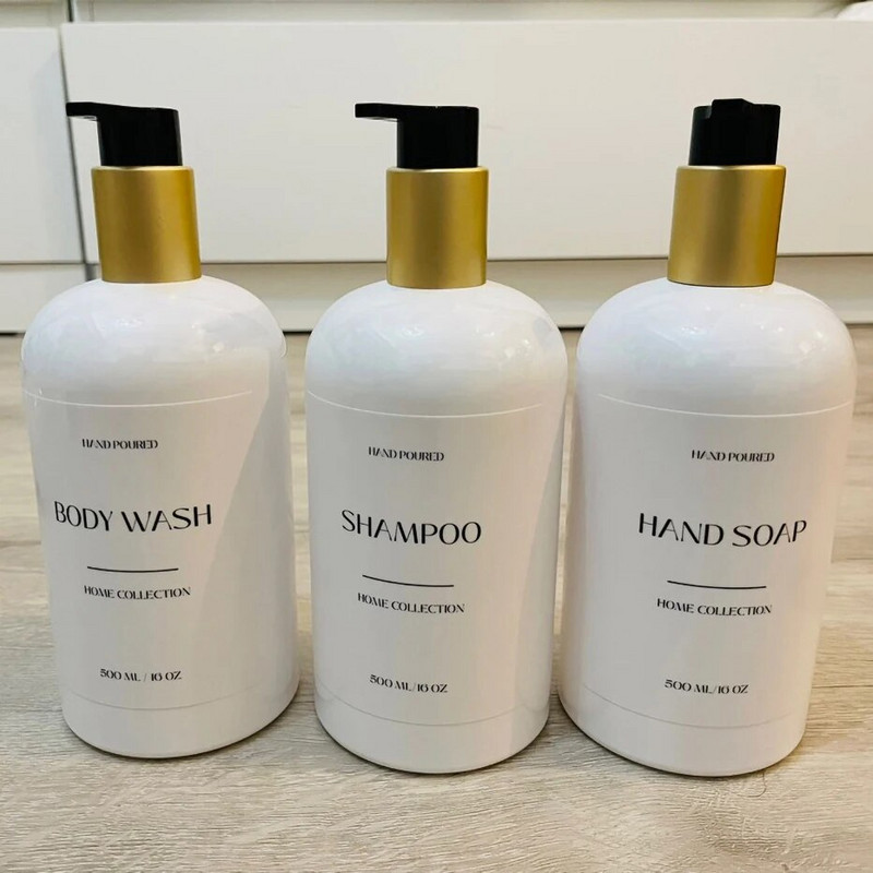 Sampon tusfürdő adagoló Szappanpalack Újratölthető Arany Pumpás Palack Hotel Fürdőszoba Lotion tároló tartály 250/350/500ml