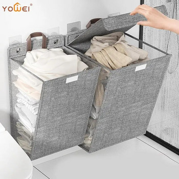 Домакинска сгъваема кошница за пране за мръсни дрехи Кошница за спално бельо, монтирана на стена Кошница за съхранение на дрехи Кутия за съхранение в баня с голям капацитет