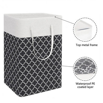 Кошница за пране Голям капацитет Сгъваема водоустойчива дълга подсилена дръжка Домашна чанта за съхранение на пране за дома
